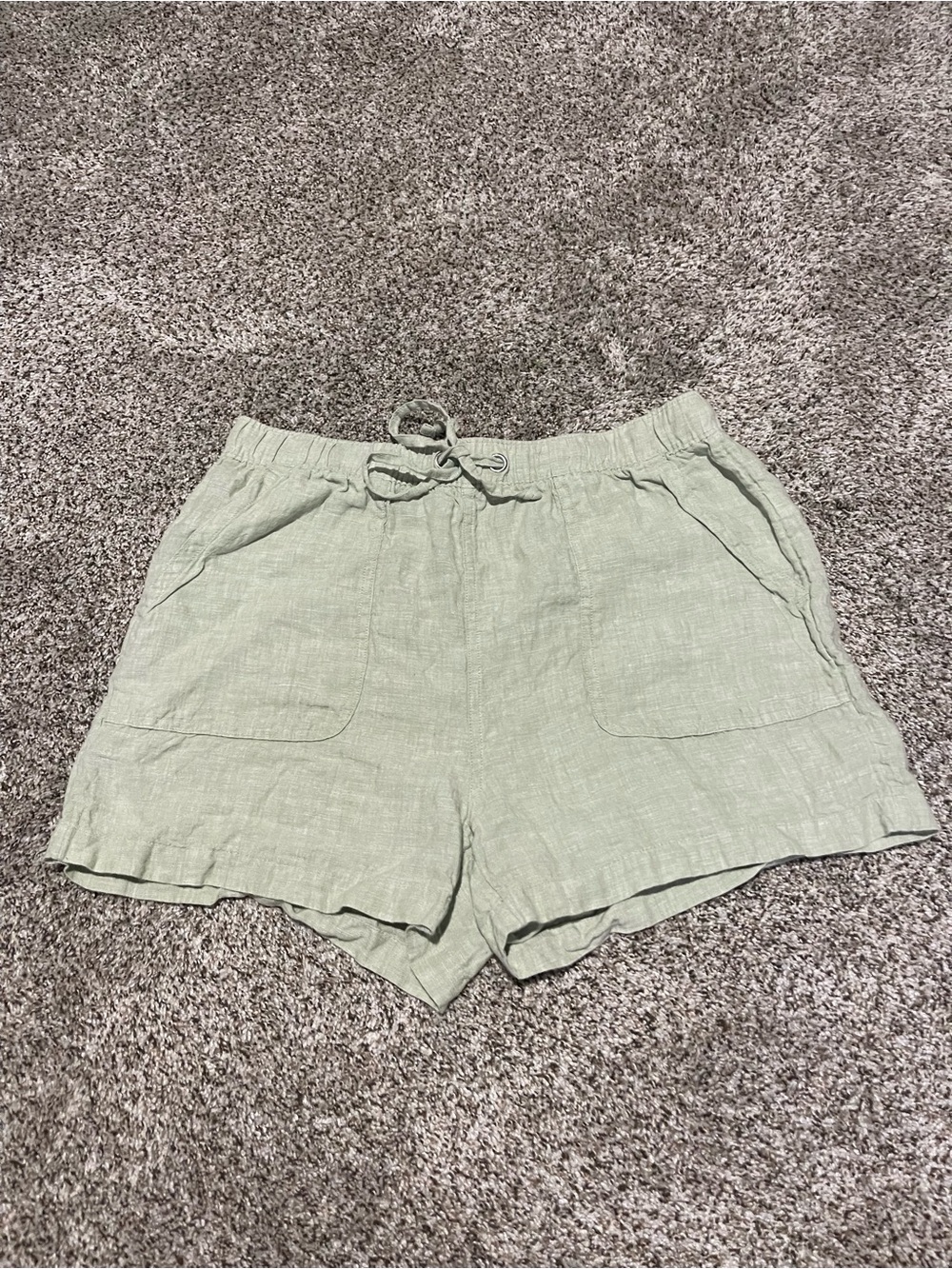 C&C California Light Sage Drawstring Linen-Blend Shorts
